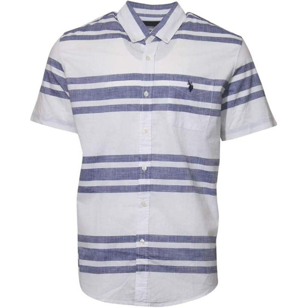US Polo Assn Mens Yarn-Dye Striped Short Sleeve Button Down‎ Shirt Size L